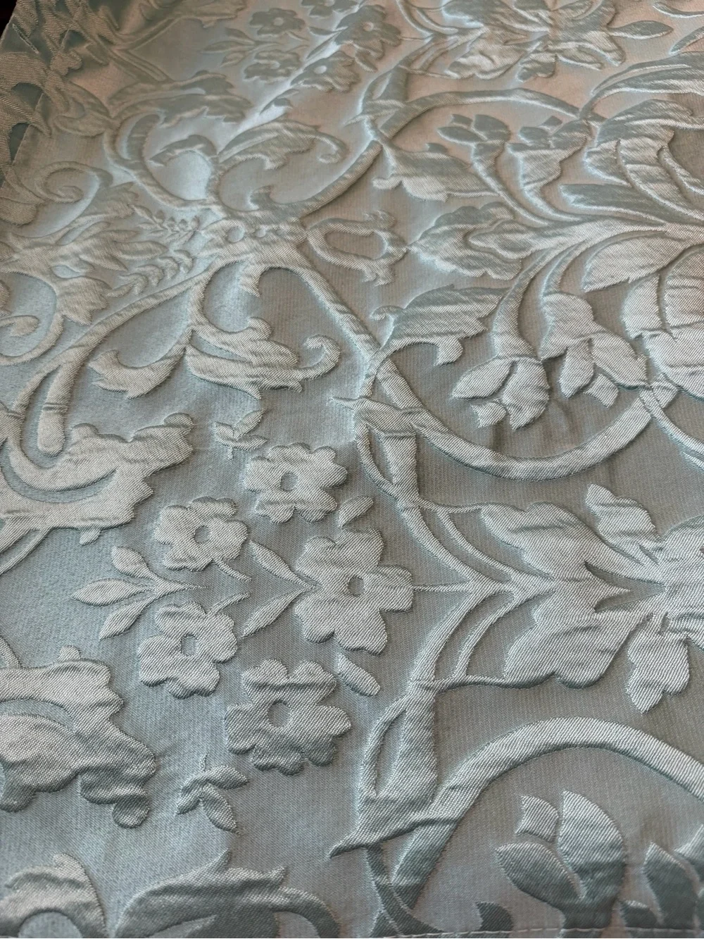 Light Teal Embossed Floral Shower Curtain